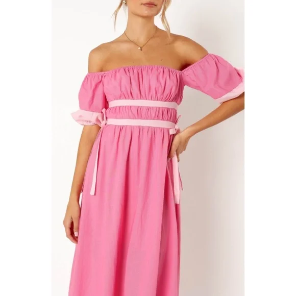 Petal and Pup Tailor Off the Shoulder Midi Dress Size 8 - Picture 2 of 8